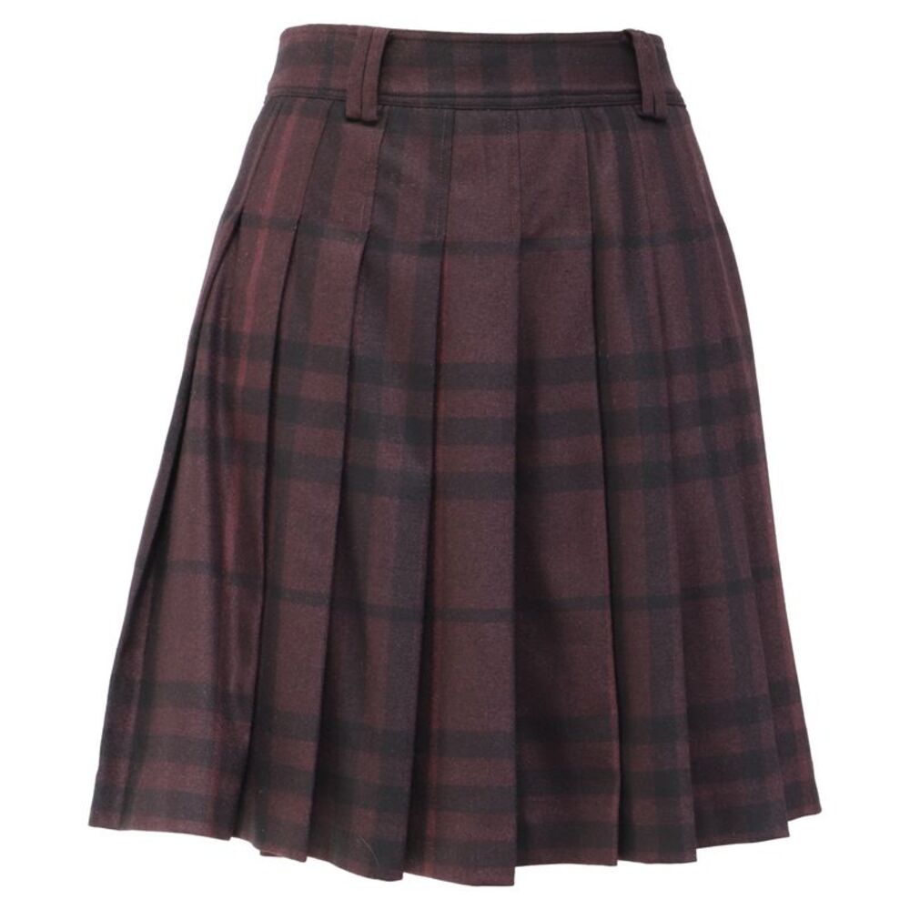 Burberry London Pleated Mini Skirt in Purple Wool